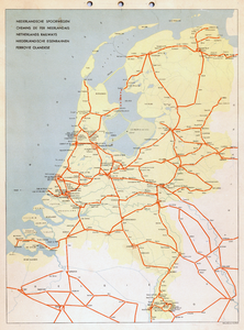 857348 Kaart van het lijnennet van de Nederlandse Spoorwegen